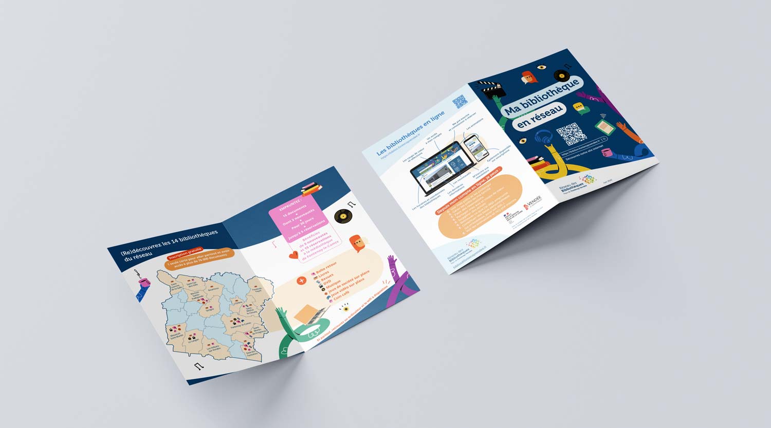 Pays de Fontenay-Vendée : Création d&rsquo;un livret A5 de présentation et d&rsquo;un flyer pour le réseau des bibliothèques