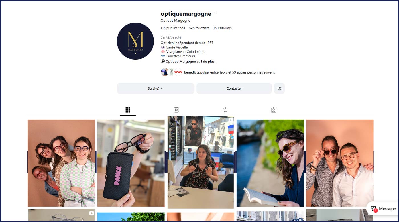Optique Margogne : Stratégie de community management et création de contenus réseaux sociaux pour un réseau d&rsquo;opticiens